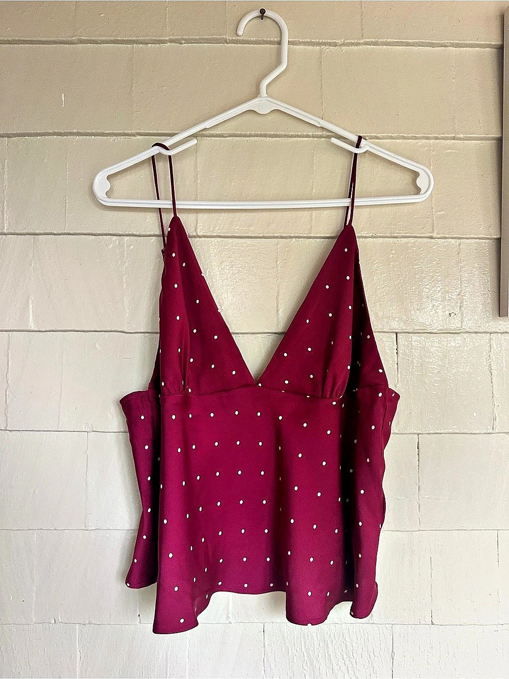 Anthropologie Maeve Scarf-Neck Tank Top Polka Dot Pink and White